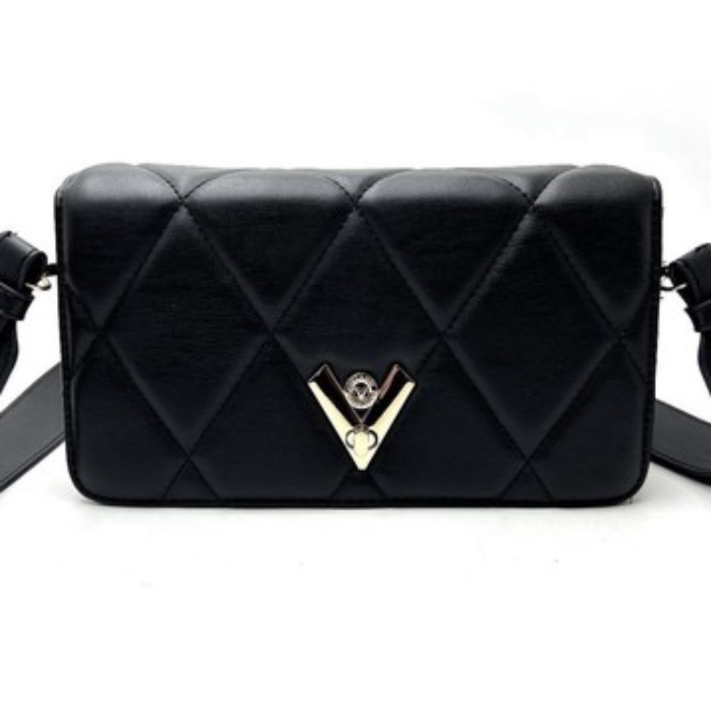 Valentino Orlandi Nwt Black Diamond Quilted Crossbody Shoulder Bag Clutch Purse